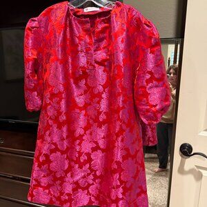 Caryn Lawn Red Jacquard dress one size